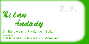 milan andody business card